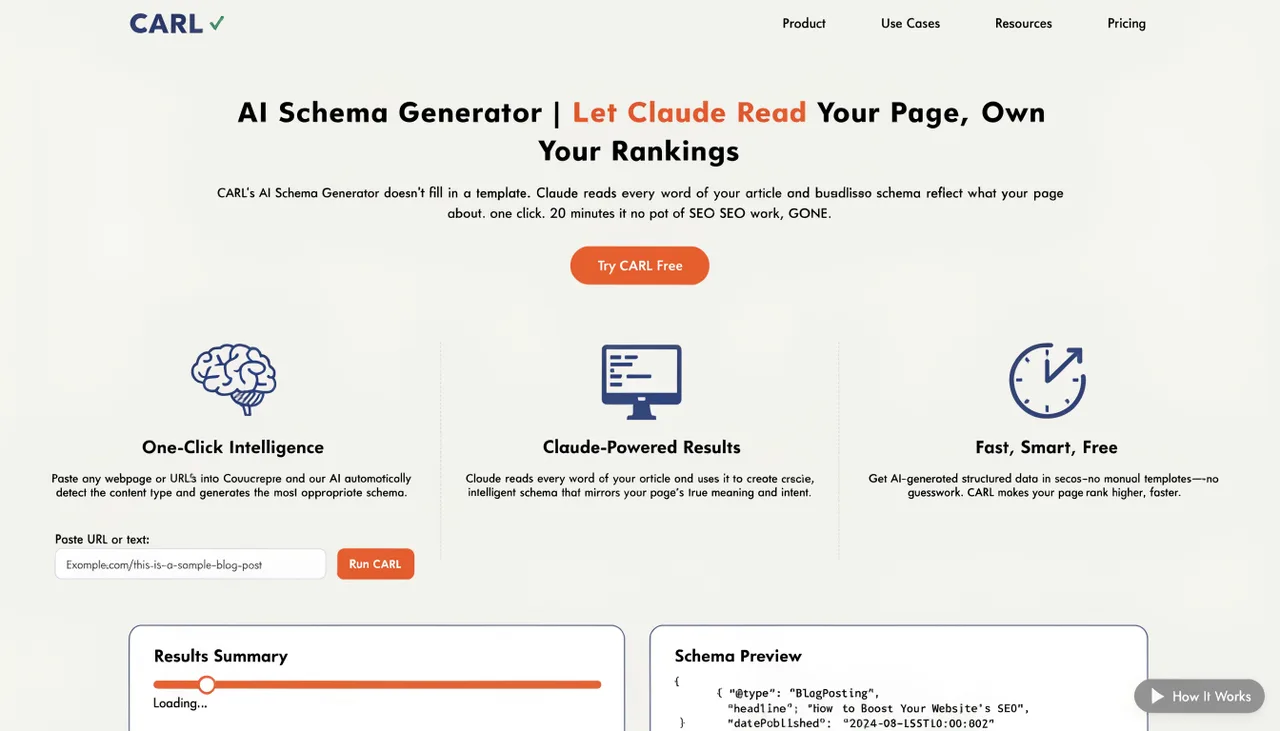 AI Schema Generator | Let Claude Read Your Page, Own Your Rankings | CARL