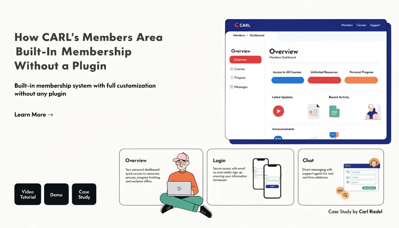 How CARL's Members Area Works | Built-In Membership Without a Plugin | Carl Riedel