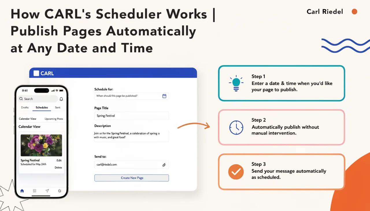 How CARL's Scheduler Works | Publish Pages Automatically at Any Date and Time | Carl Riedel