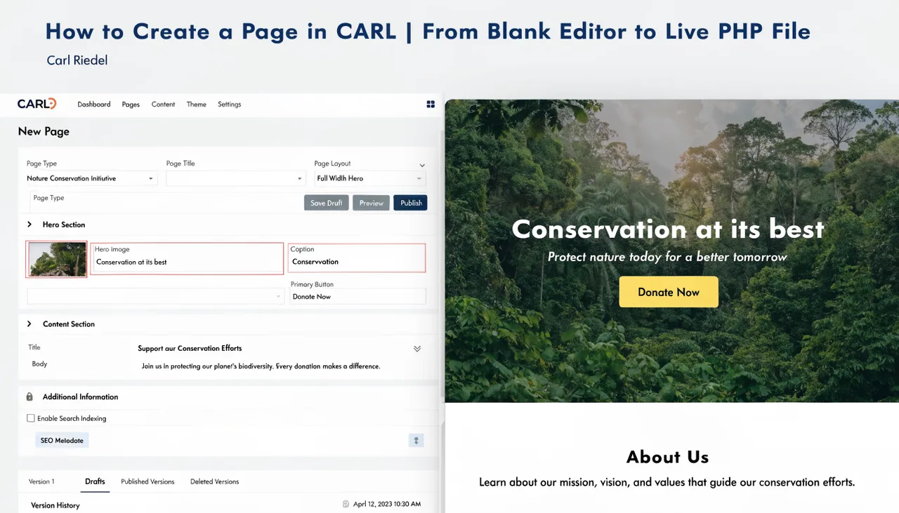 How to Create a Page in CARL | From Blank Editor to Live PHP File | Carl Riedel