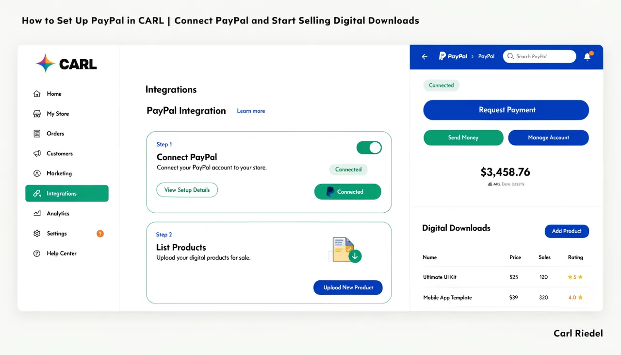How to Set Up PayPal in CARL | Connect PayPal and Start Selling Digital Downloads | Carl Riedel