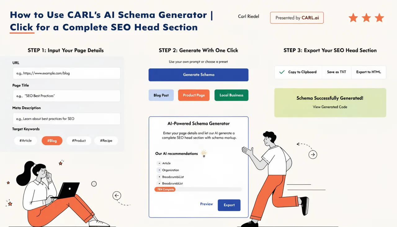 How to Use CARL's AI Schema Generator | One Click for a Complete SEO Head Section | Carl Riedel